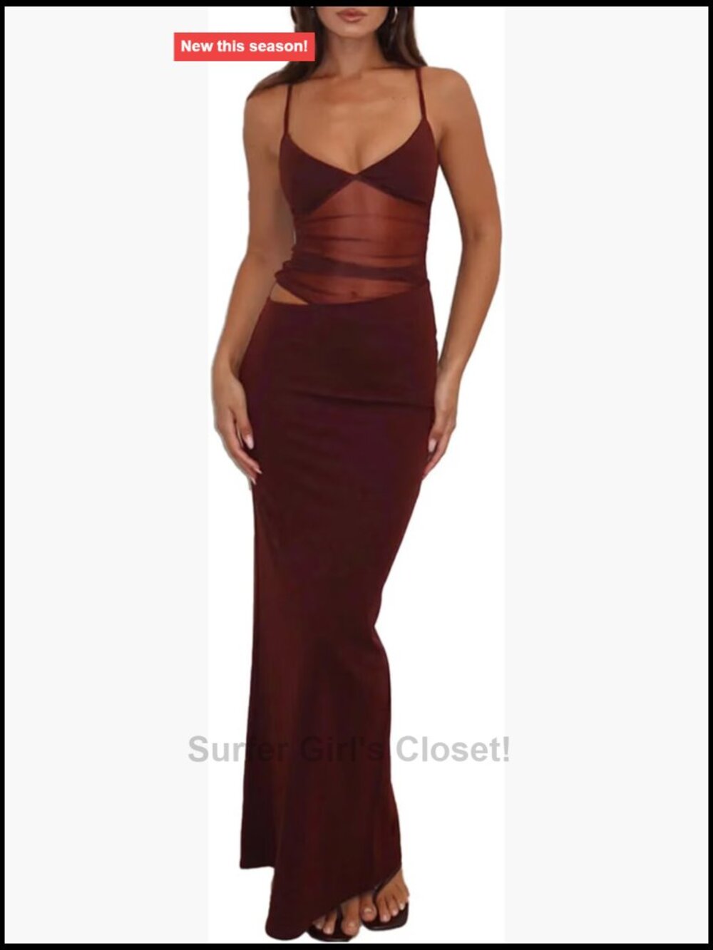 V Neck Bodycon Maxi Dress Backless Mesh Cut Out Formal Cocktail Slinky Long